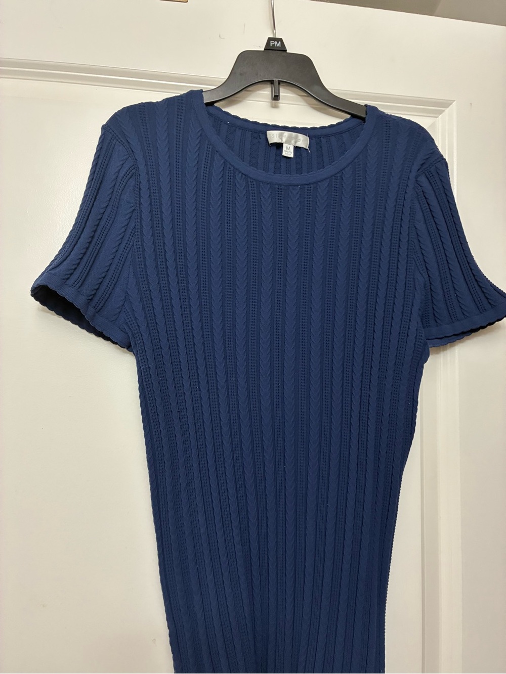 Design History Navy Ribbed Short-Sleeve Crew Sweater